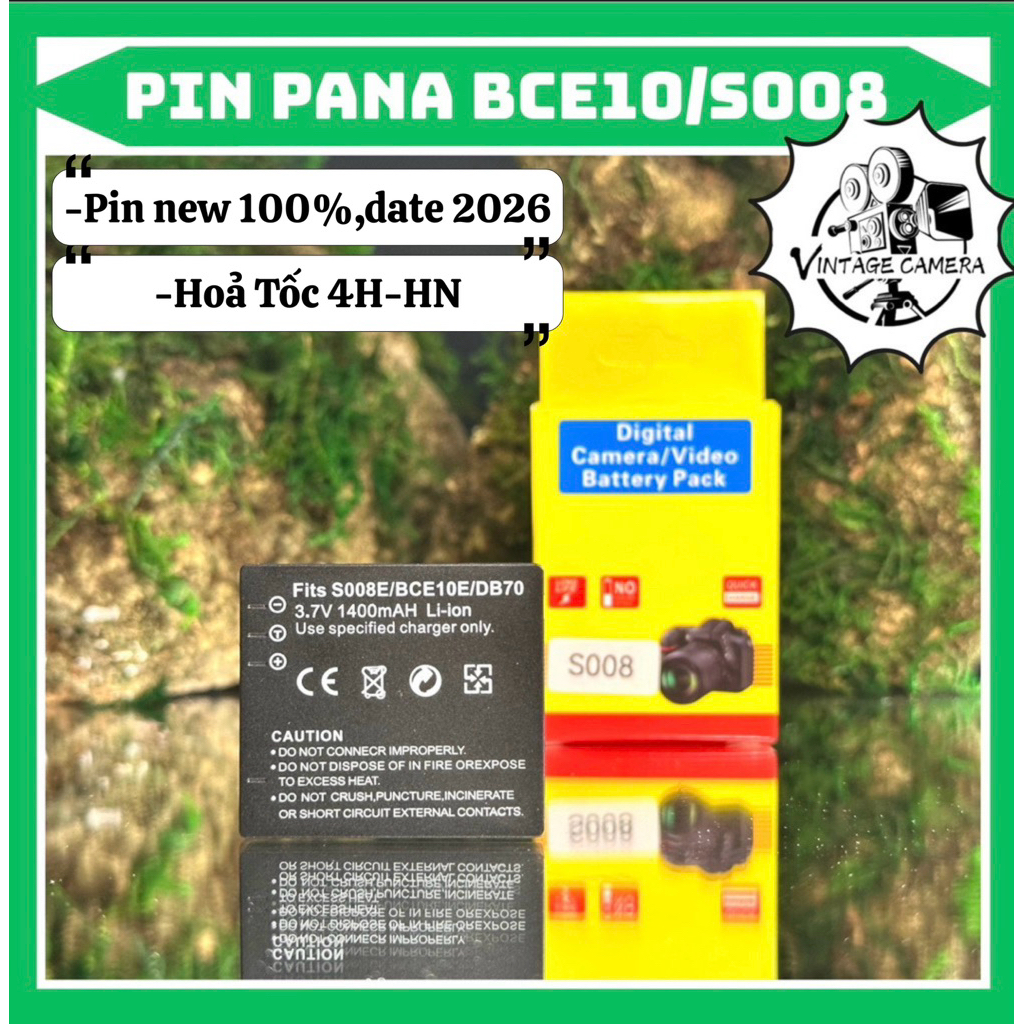 Pin Panasonic DMW-BCE10/ S008 ( pin thay thế dung lượng cao ) DMC-FS20, DMC-FS3, DMC-FS5, DMC-FX30, 