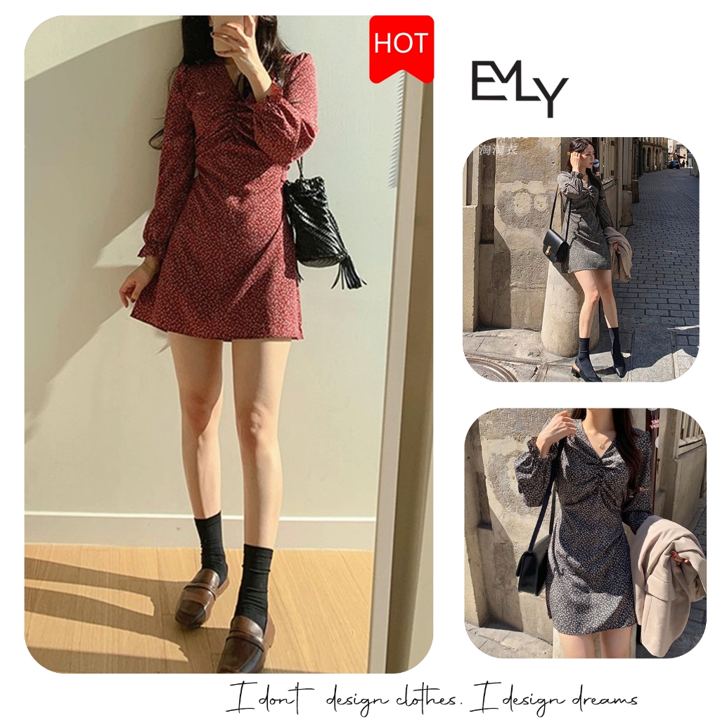 Đầm chữ a tay dài mini Emilyshop