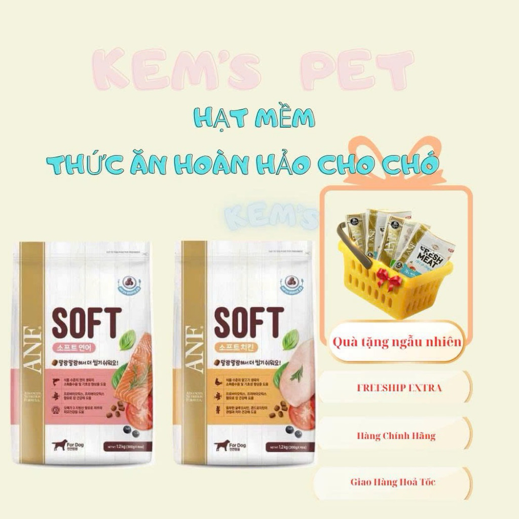 Thức ăn hạt mềm ANF Soft cho chó - Giàu Omega 3, giảm mùi hôi, hạt siêu mềm dễ nhai