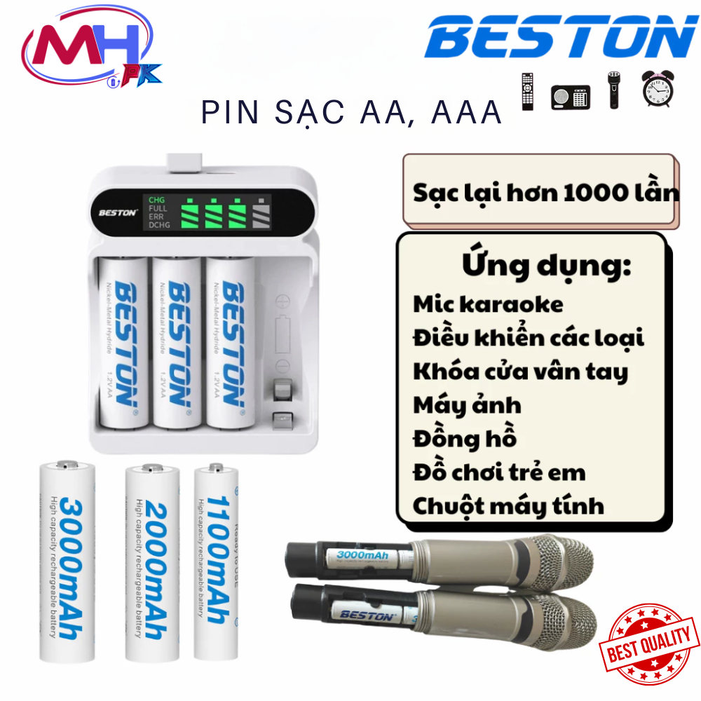 Pin Sạc AA AAA (Hộp 4 viên) sạc C9023L Beston cho micro karaoke, đồ chơi trẻ em, chuột..