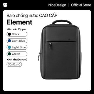 Balo laptop chống nước, chống sốc 13-16 inch Element Đen by NiceDesign làm từ vải chống bám bụi tinh tế, sang trọng