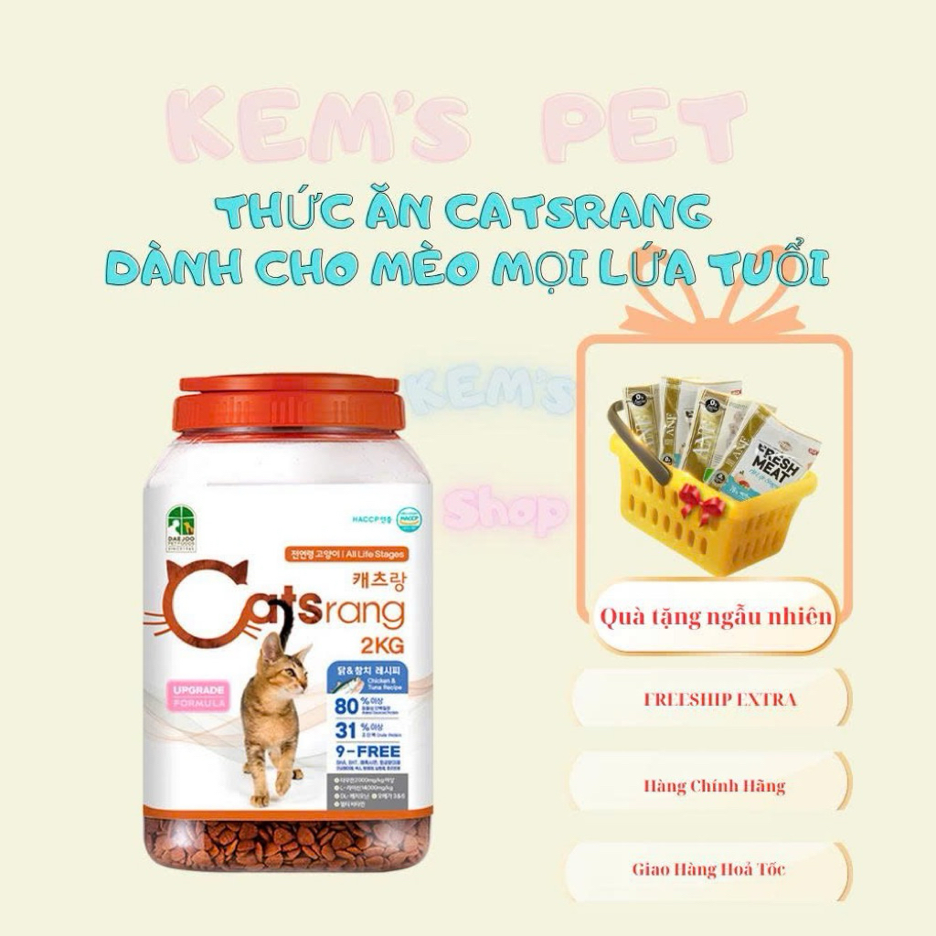 [Hộp Sang Trọng] Thức ăn cho mèo Catsrang 2kg - Hạt Catsrang mọi lứa tuổi Hàn Quốc
