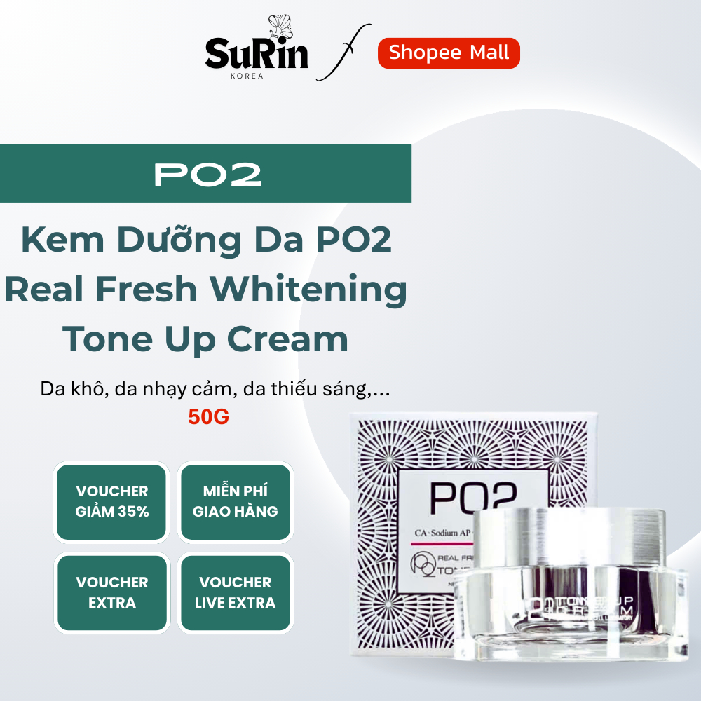 [Mẫu Mới] Kem Dưỡng Da P02 Real Fresh Whitening Tone Up Cream JMsolution Hàn Quốc 50g,Làm Trắng Và G