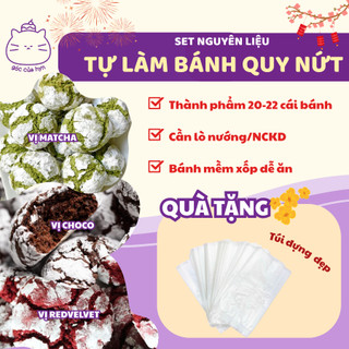 SET NGUYÊN LIỆU TỰ LÀM BÁNH QUY NỨT (CRINKLE COOKIES) GÓC CỦA HYN KÈM CÔNG THỨC HƯỚNG DẪN