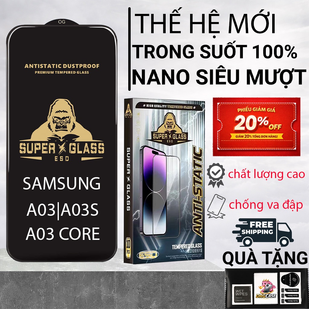 Cường lực Samsung A03, A03S, A03 Core Dragoncase full màn | Miếng kính dán bảo vệ màn hình cho ss ga