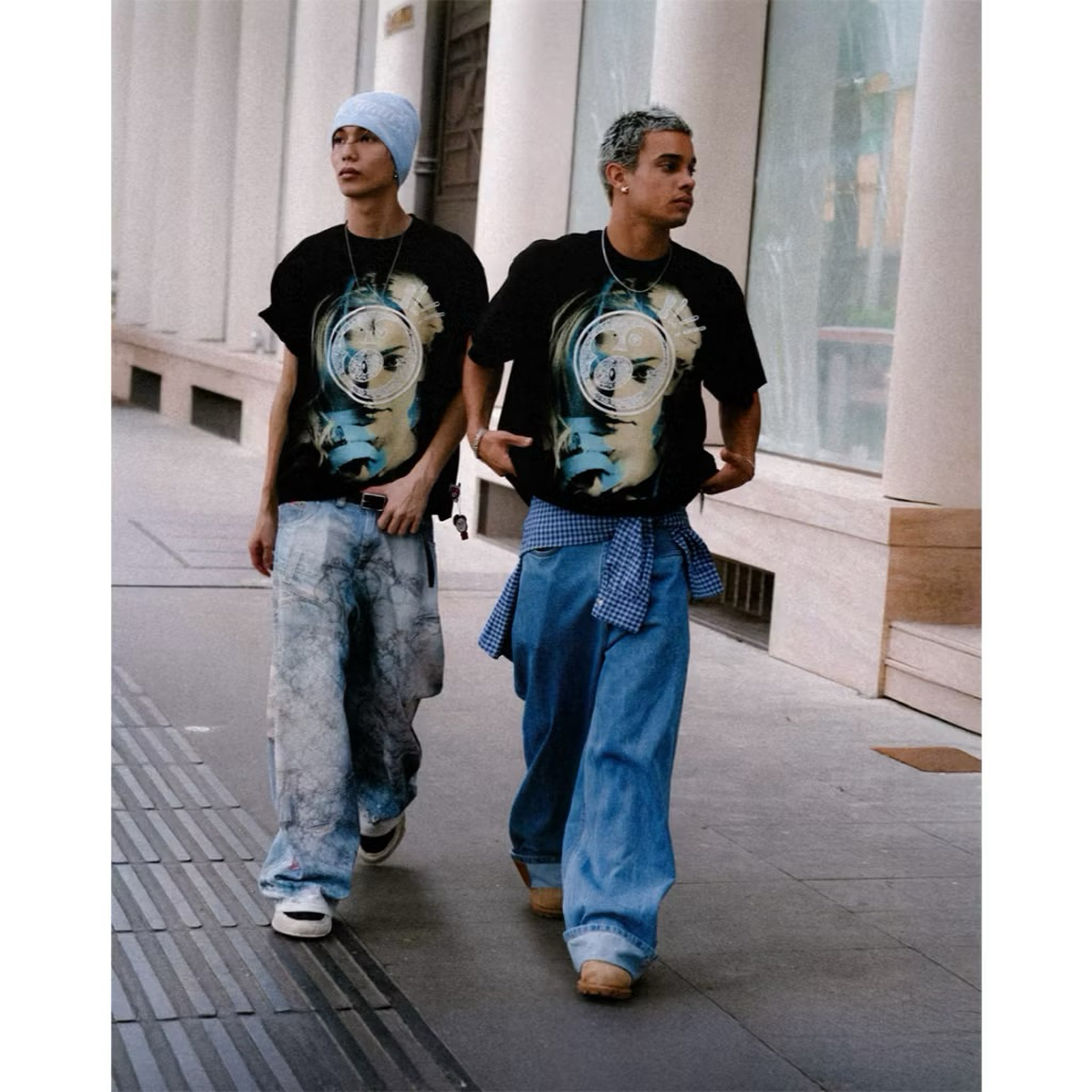 𝐏𝐎𝐏𝐏𝐎𝐏 𝐇𝐈𝐇𝐈 | ÁO THUN POPPOP MASCOT REN GIRL FACE / ĐEN