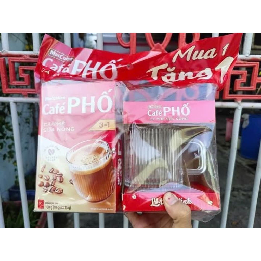 [COMBO 10] HỘP CÀ PHÊ PHỐ SỮA NÓNG TẶNG 10 LY THUỶ TINH CÀ PHÊ PHỐ