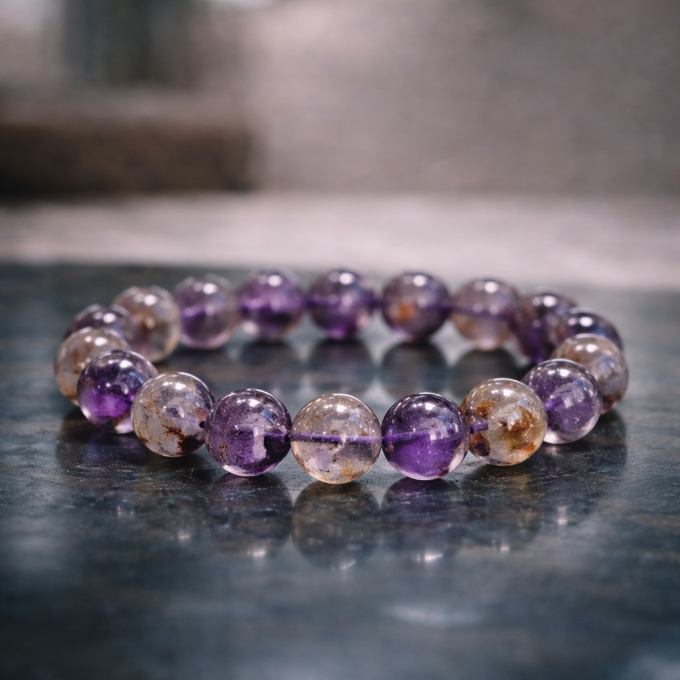 Vòng Tay Thạch Anh Ưu Linh Tím (Amethyst Garden Quartz) 12li Nature Maiden trang sức