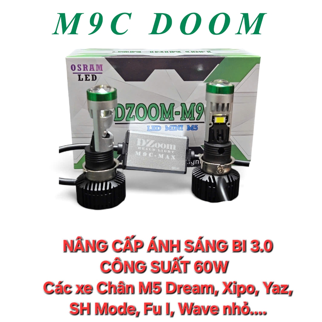 Led Pha Chân M5 - M9C - R02 DZOOM 40W 2025 - Lắp Xe Máy Dùng Điện 12V - GẤP 2-3 LẦN M8C, M9C ĐUÔI CÔ