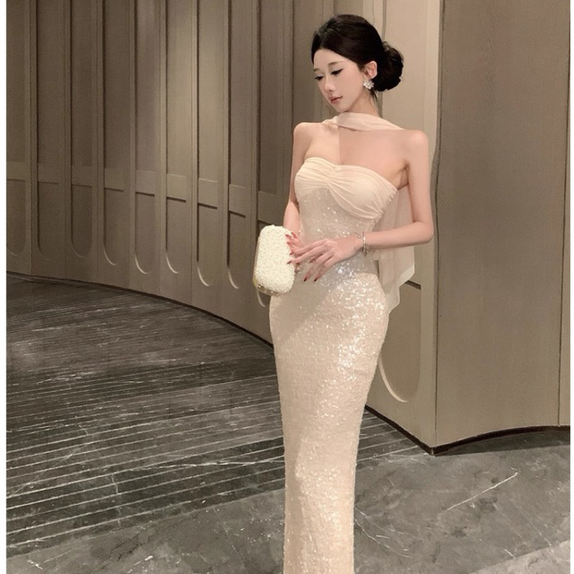 Đầm dự tiệc dáng dài Coolline cúp ngực thắt eo sang trọng