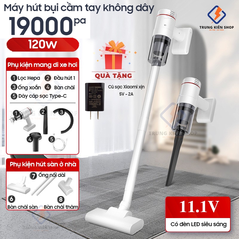 [HỎA TỐC] Máy hút bụi cầm tay không dây Vacuum Cleaner vô cùng tiện lợi và lực hút cực khỏe 18000Pa bảo hành 12 tháng