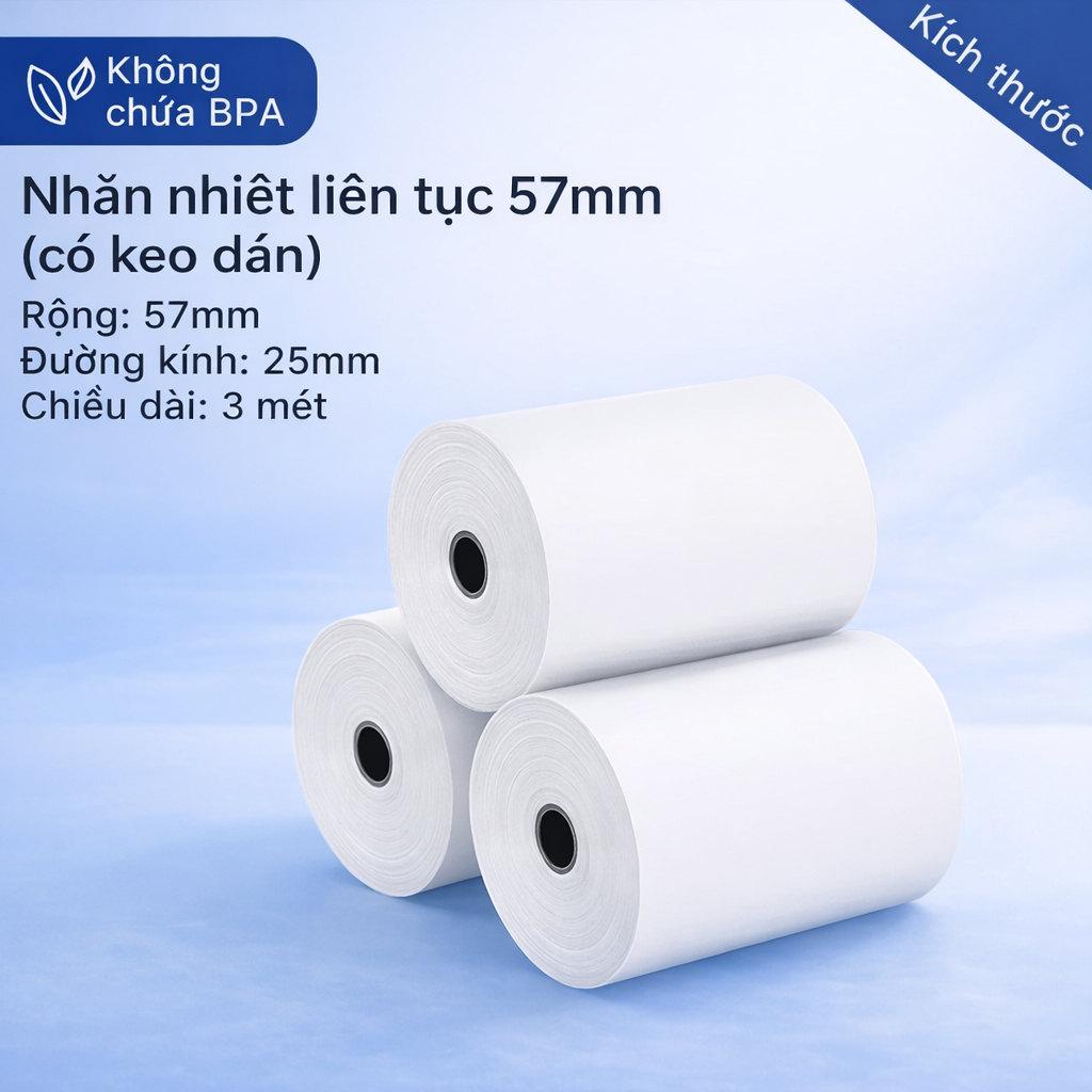 Giấy In Hóa Đơn Nhiệt Cao Cấp K57x40 / K80x50– Giấy In Rõ Nét- In Hóa Đơn Bán Hàng- Dùng Cho Máy POS