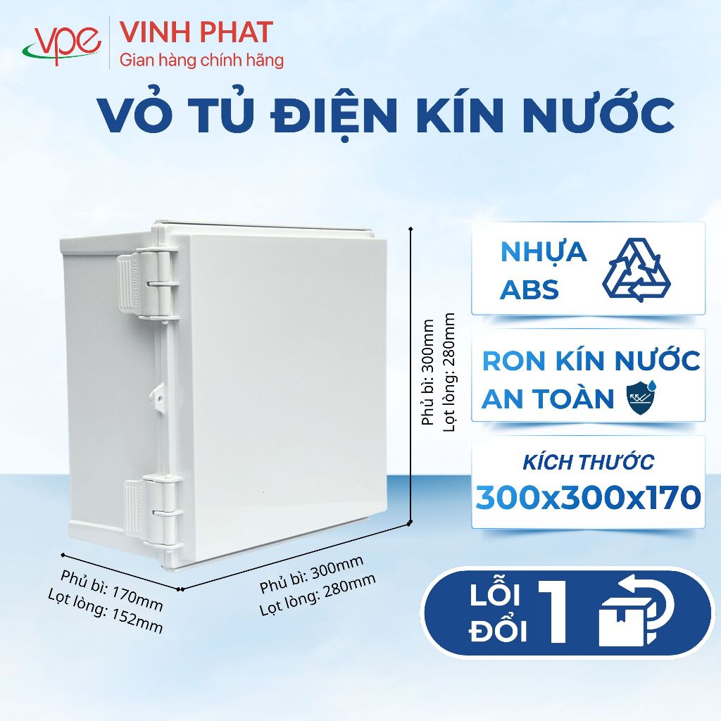 Vỏ Tủ Điện KYE Electric For Life Nhựa Kín Nước 300x300x170 - Hộp Kỹ Thuật ABS Vuông Sâu 17cm