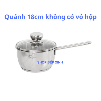 Quánh inox 430 Fivestar nắp kính size 18cm , 3 đáy dùng được mọi bếp
