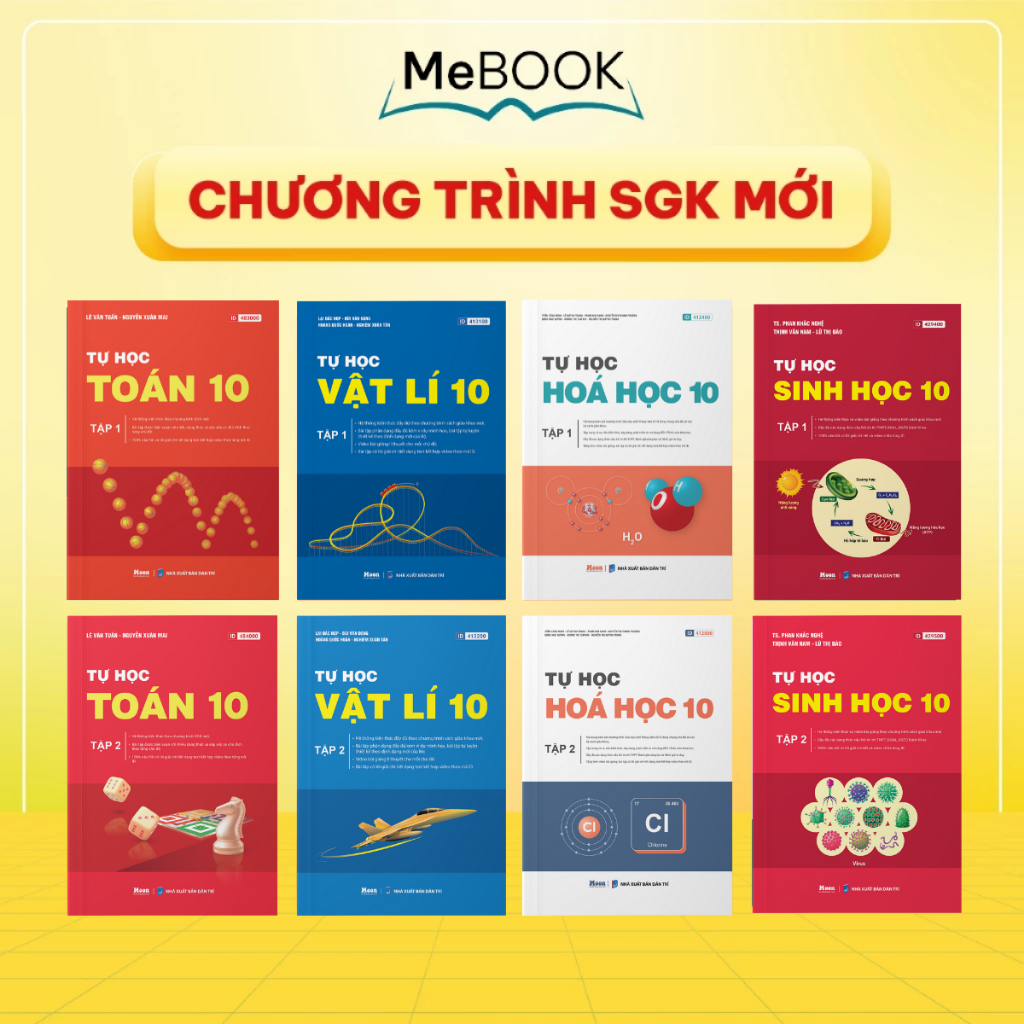 Sách tự học Toán, Lý, Hoá, Sinh lớp 10, bản mới nhất 2024 | Me Book