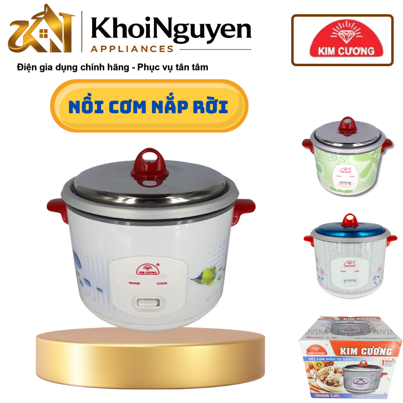 Nồi cơm điện Kim Cương KC-LR 0.6–2.8L | Nút gạt | Lòng nhôm KHÔNG chống dính | Dây điện rời | BH 12T