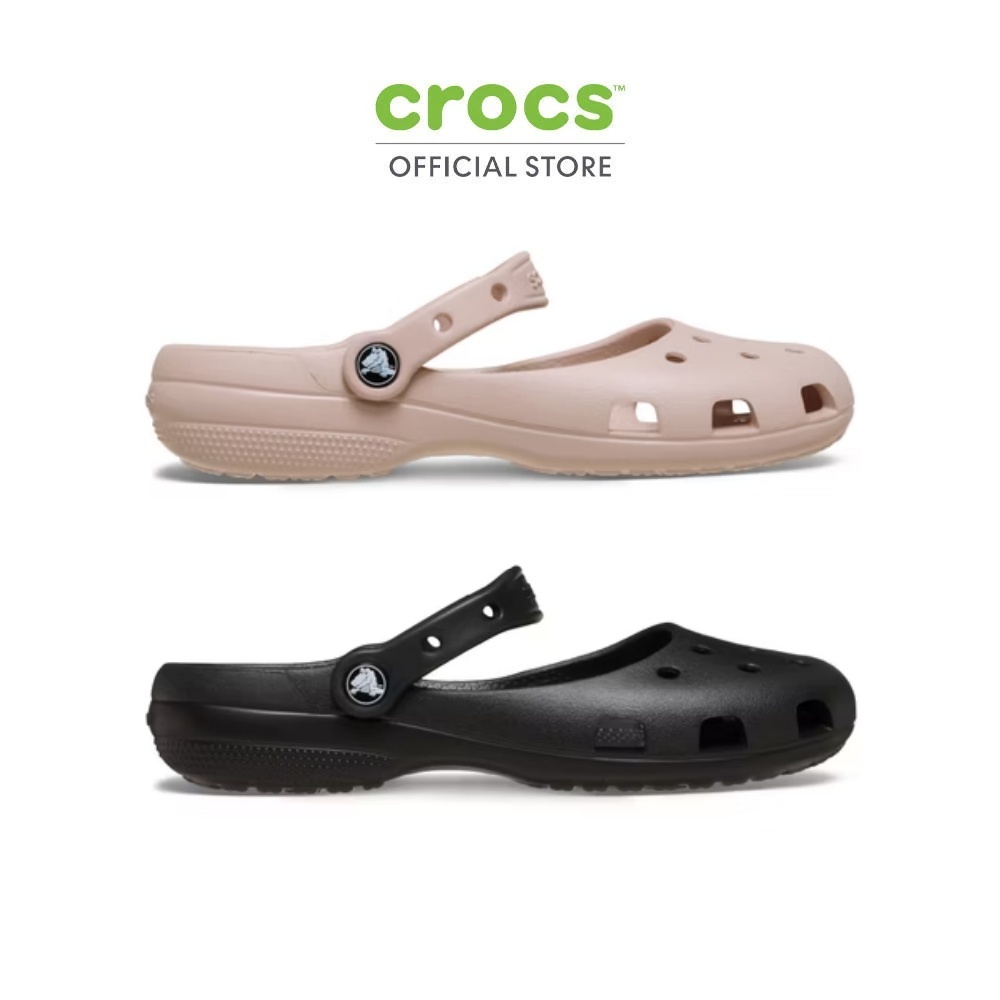 【Chính hãng】Giày dép cổ chân nữ Crocs Classic ballet shoes, giày ballet đế bằng gỗ kinh điển-Black/Q