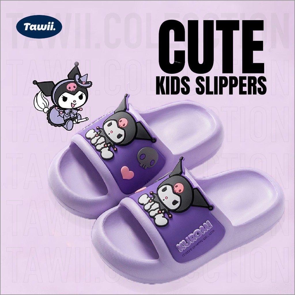 Tawii. Kuromi Dép cho bé gái Đế mềm Dép bé gái Chống trượt Dép trẻ em Dép sục cho bé Ba màu