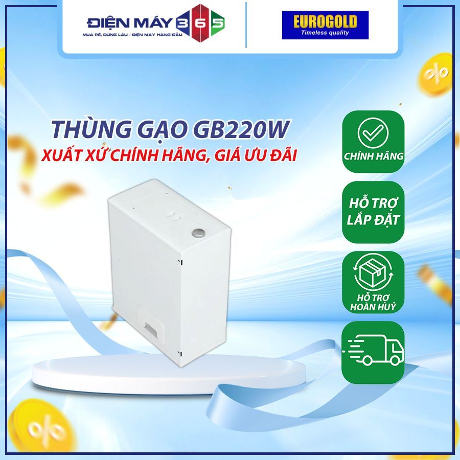 Thùng gạo gắn cánh Sức chứa tối đa lên tới 18 kg Eurogold GB220W