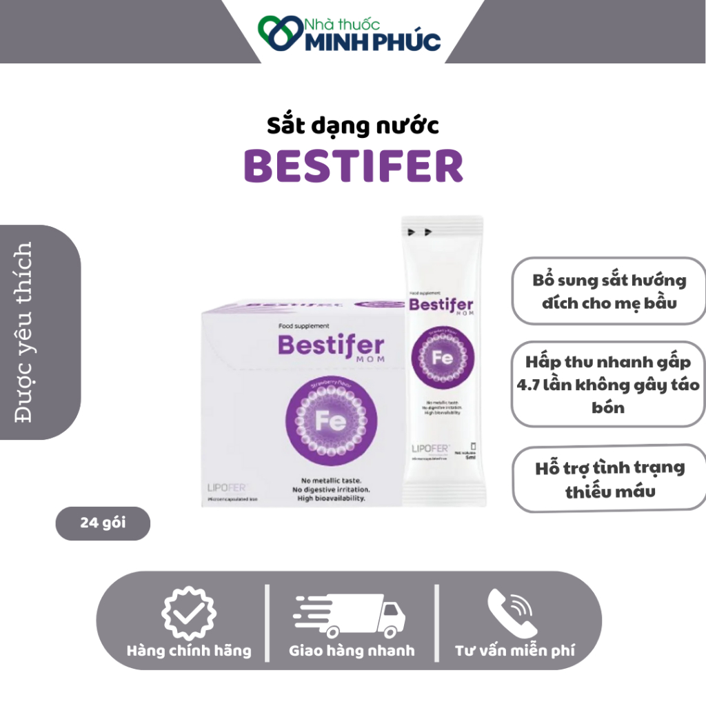 BESTIFER Mom Bổ Máu Cho Phụ Nữ Mang Thai Và Cho Con Bú (Hộp 24 Gói*5ml)