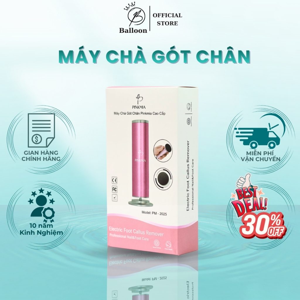 Máy Chà Gót Chân Pinkmia, Tẩy tế bào chết cho Tiệm Nail, Cá Nhân tại nhà (Tặng kèm miếng chà)