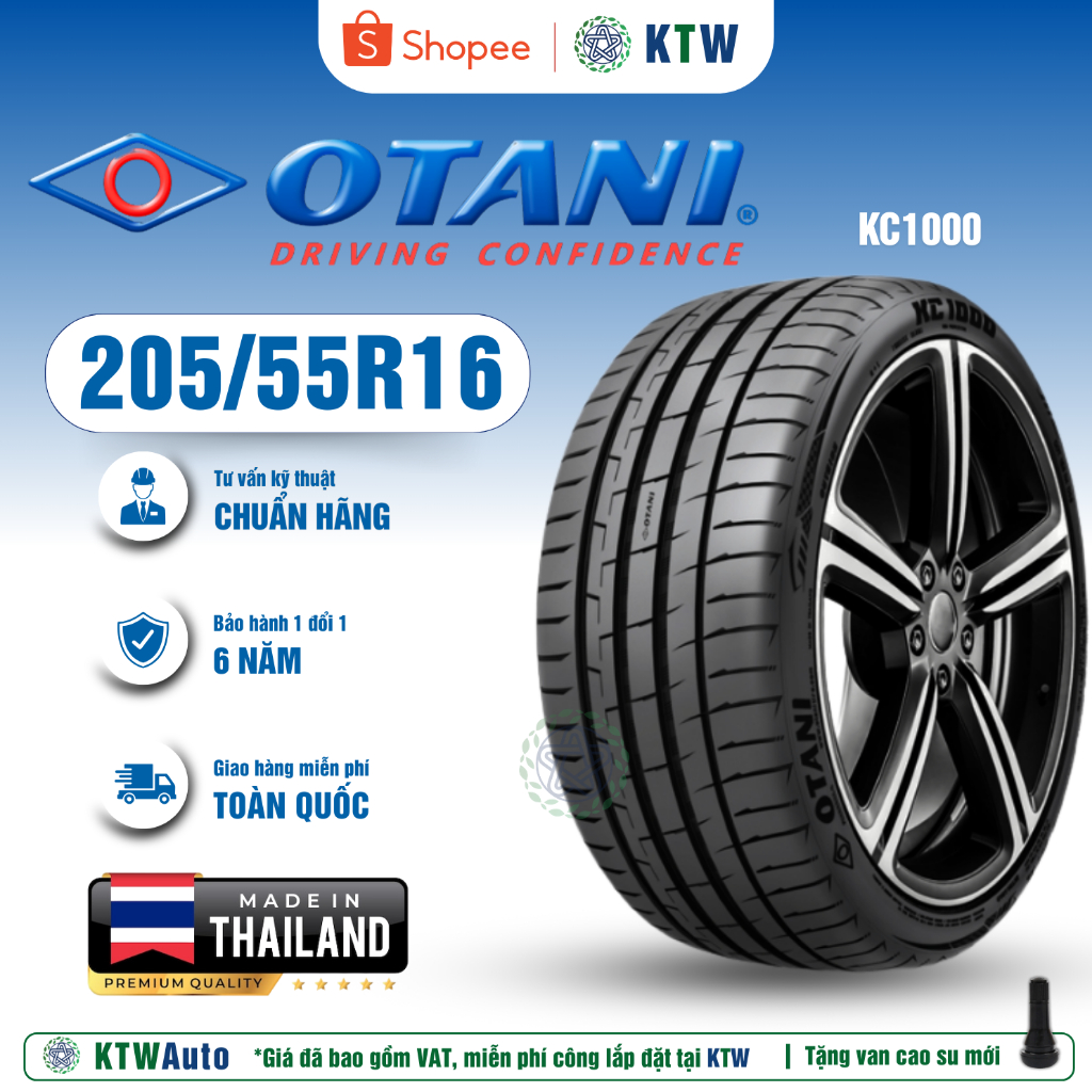 Lốp ô tô Otani 205/55R16 94W XL KC1000 - Thái Lan cho Xpander, Stargazer, Altis