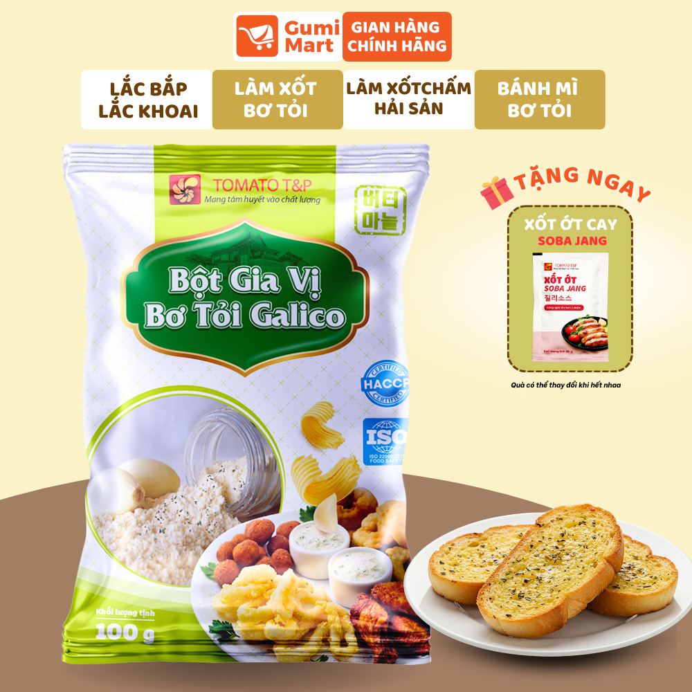 Bột bơ tỏi Tomato T&P làm sốt bơ tỏi, bánh mì bơ tỏi, bột bơ tỏi lắc khoai tây Galico – Gói 100g