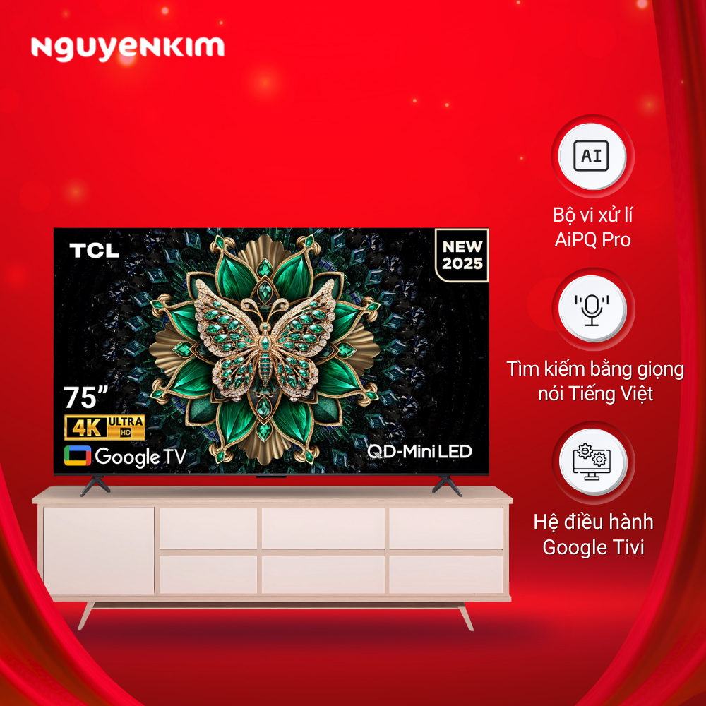 Google Tivi QD-Mini LED TCL 4K 75 inch 75C6K