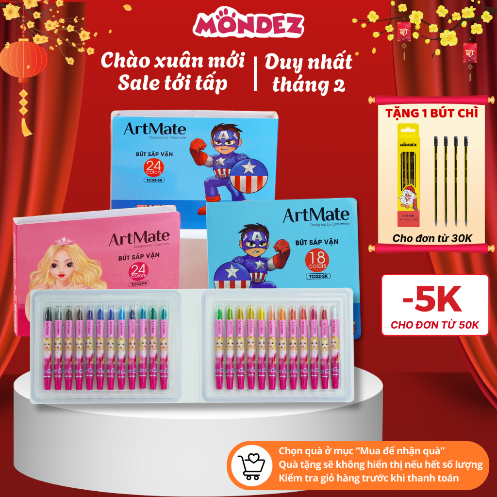 [GIẢM 5K] Bút Màu Sáp Vặn Hữu Cơ An Toàn, 12 - 24 Màu Hạn Chế Gãy, Màu Sắc Chuẩn Mịn Tươi Sáng, Không Lem Tay