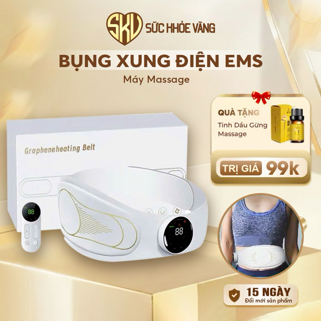 Máy massage xung điện EMS giảm mỡ bụng FITNESS - 1104, đai massage lưng bụng đánh tan mỡ, giảm đau b