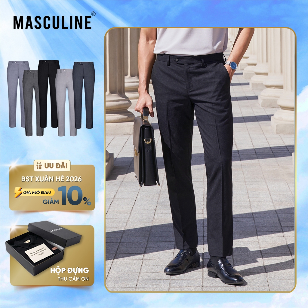 Quần âu nam MASCULINE MQ500 – Quần âu Slimfit trẻ trung, co giãn thoải mái, màu trung tính dễ phối