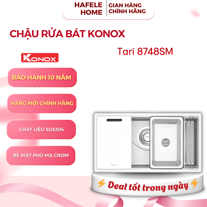 Chậu Rửa Bát Konox Tari 8748SM - Phong Cách Nhật Bản - Bề Mặt Mịn - Chống Bám Bẩn - EEH