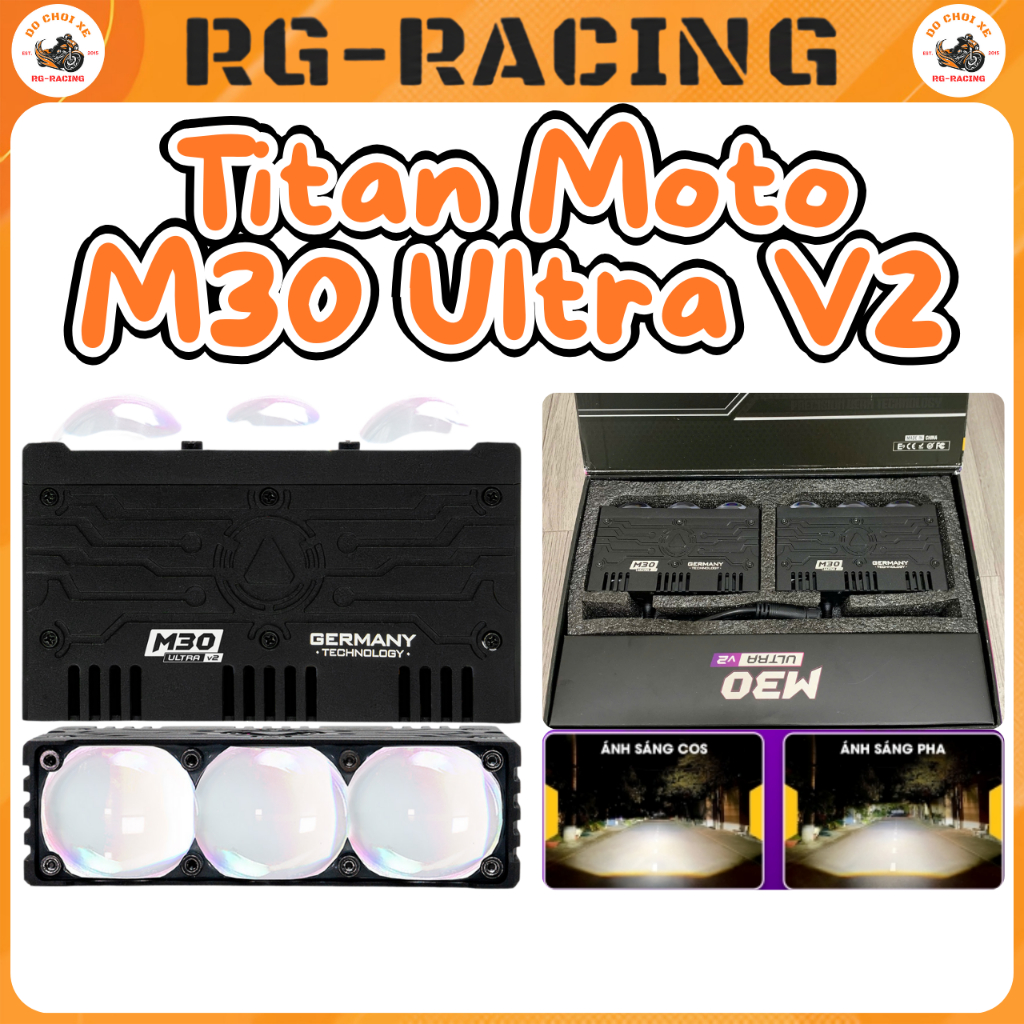 Đèn Trợ Sáng Xe Máy Titan Moto M30 Ultra V2 Đèn Trợ Sáng Xe Điện Đèn Trợ Sáng Ô Tô Trợ Sáng Bi Cầu