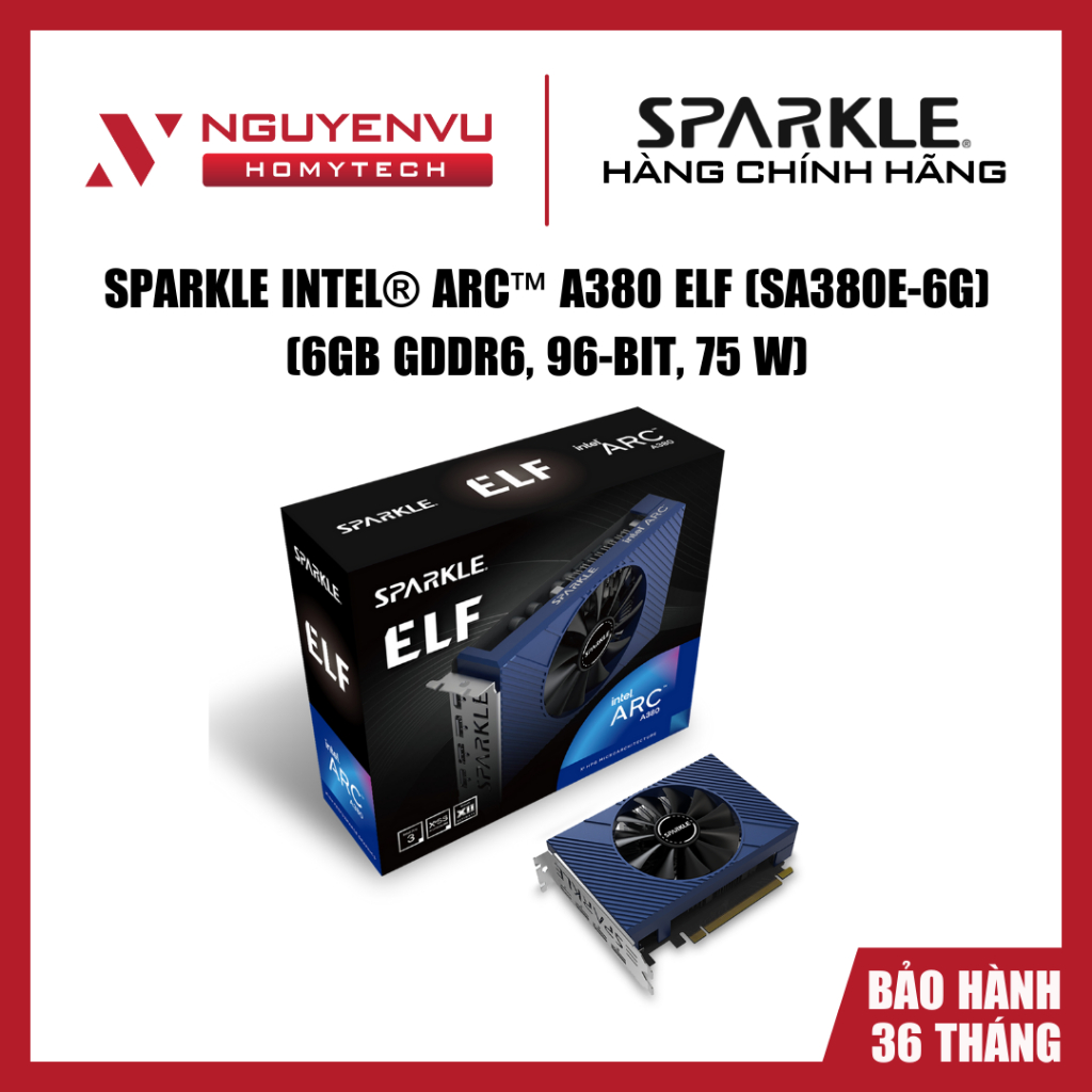 [Full VAT] Card màn hình VGA SPARKLE Intel Arc A380 ELF 6GB GDDR6 (SA380E-6G) - Chính hãng