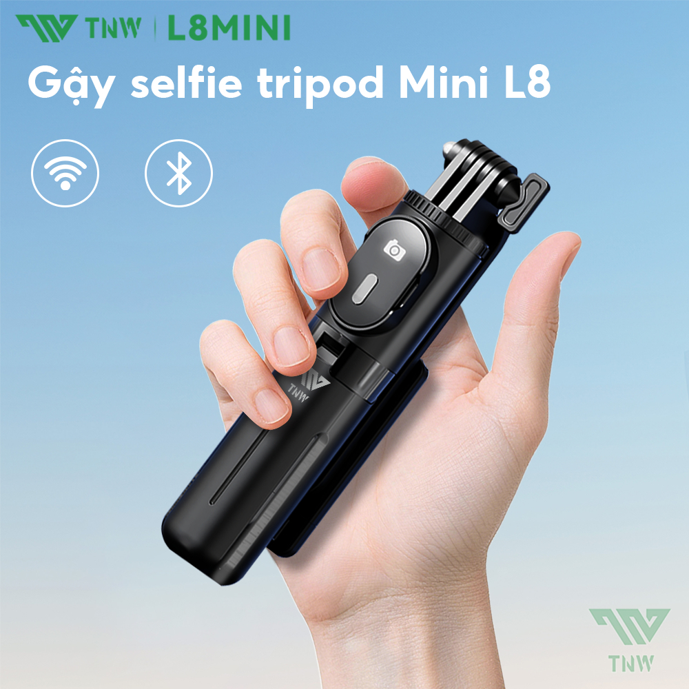 TNW L8mini Gậy Chụp Ảnh Tự Sướng 3 Chân Bluetooth Có Đèn Led,Gậy 3 Chân Selfie hình tự sướng