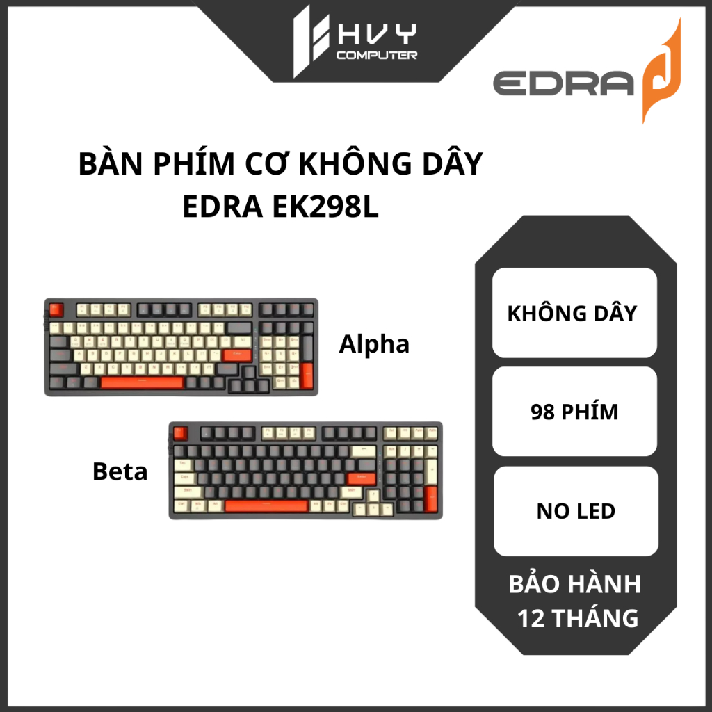 Bàn phím cơ không dây EDRA EK398L - Hàng chính hãng