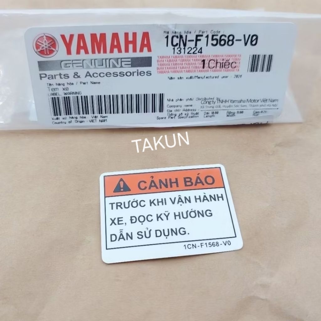 Tem thông số cảnh báo, nhựa bợ cổ gáy SIRIUS, JUPITER, EXCITER 135... zin 1CN-F1568-V0