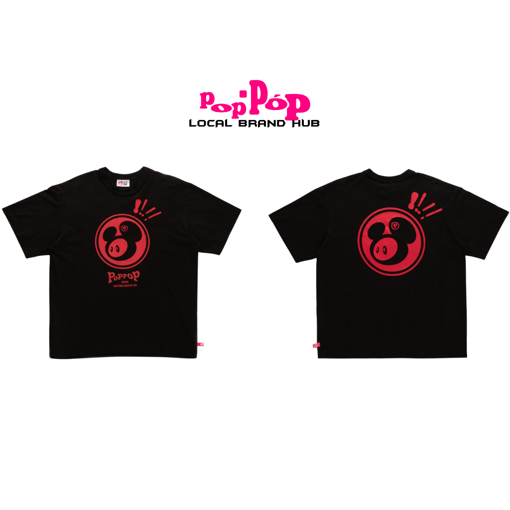 𝐏𝐎𝐏𝐏𝐎𝐏 𝐇𝐈𝐇𝐈 | Poppop Mascot PP Tee Black