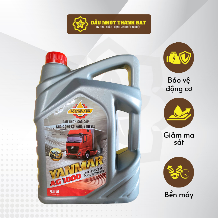 Dầu Nhớt Yanmar AG 1000 SAE 20W50 (4L) – Chuyên Dụng Cho Động Cơ Xăng & Diesel