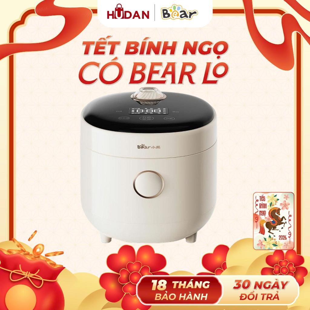 Nồi cơm điện BEAR 0.8L Tráng Men DFB-C16K1 Tiếng Việt 1-2 Người Ăn-Màn Cảm Ứng- Tiện Lợi BH 18 tháng