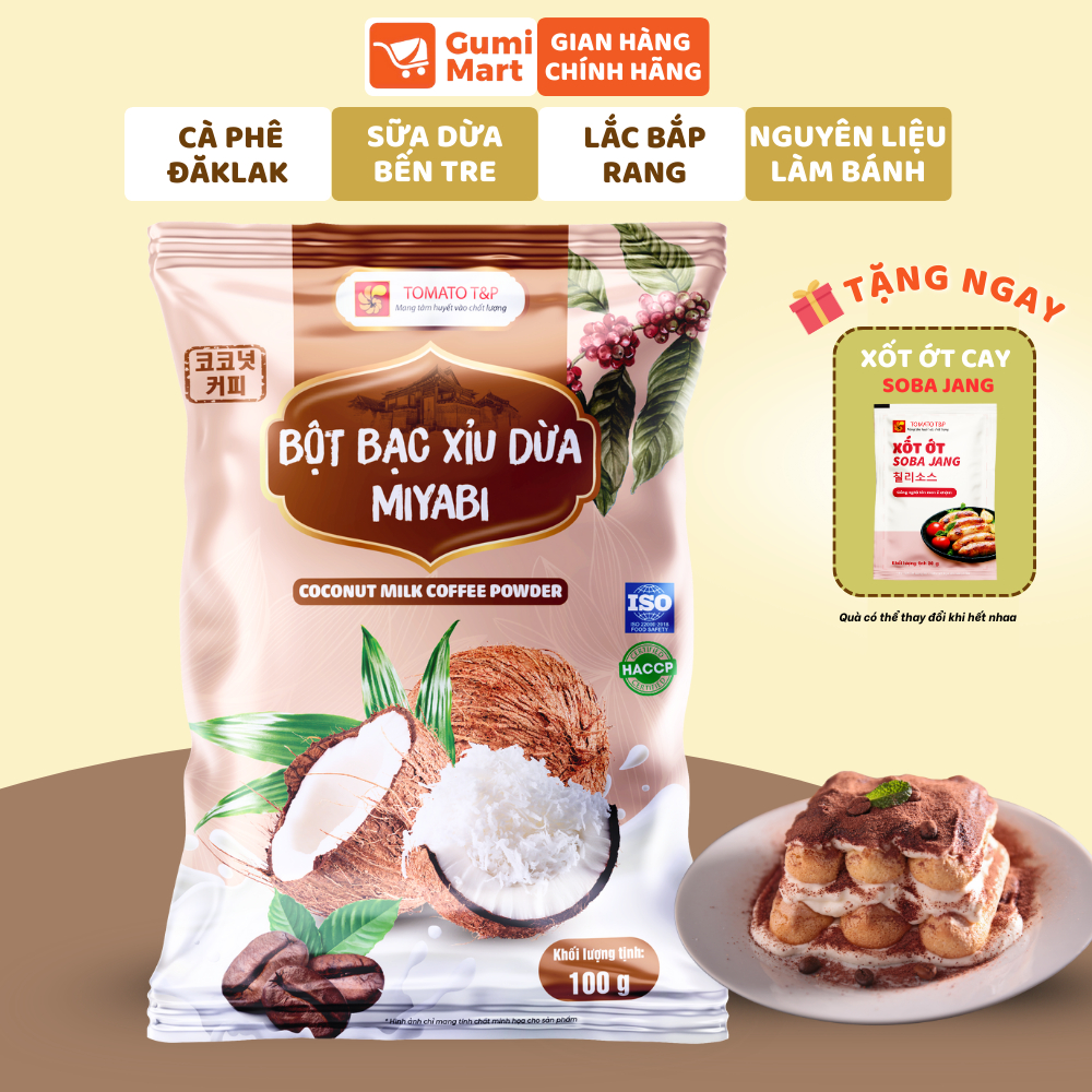 Bột Bạc Xỉu Dừa Miyabi Tomato T&P Gói 100g, Bột Capuchino Dừa Nguyên Liệu Làm Bánh, Pha Chế- BXD72