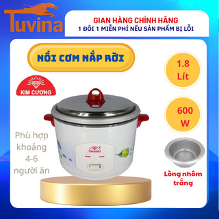 Nồi cơm điện kim cương kc-1.8lr 1.8l nắp rời 600w – lòng nhôm – bh 12 tháng