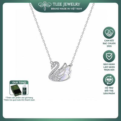 Dây chuyền bạc nữ TLEE thiên nga đá ánh sắc nhiều màu lấp lánh, sang trọng TLEEJEWELRY