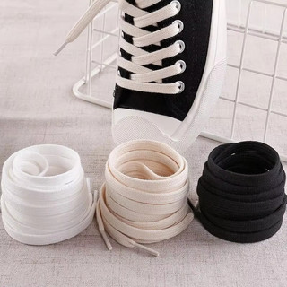 1 Cặp Dây Giày Thể Thao Bằng Vải Canvas Màu Trắng Đen Dành Cho Nam Và Nữ Dây Giày Thể Thao Sneaker
