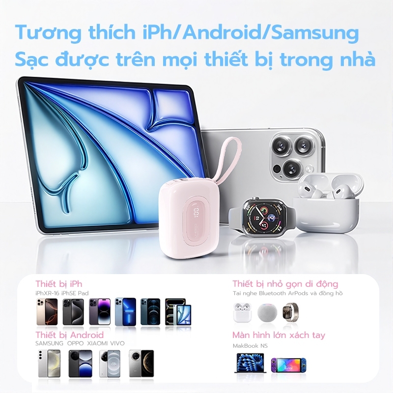 【CCC】Pin sạc dự phòng 10000mah Uneed 3-in-1, Sạc nhanh PD 22.5W type-c và sạc lighting phích cắm điện iP14-17 Samsun | BigBuy360 - bigbuy360.vn