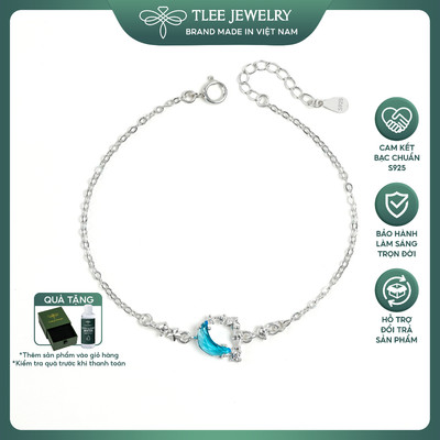 Lắc tay bạc nữ TLEE trăng sao đính đá nhiều màu lấp lánh , xinh xắn TLEEJEWELRY