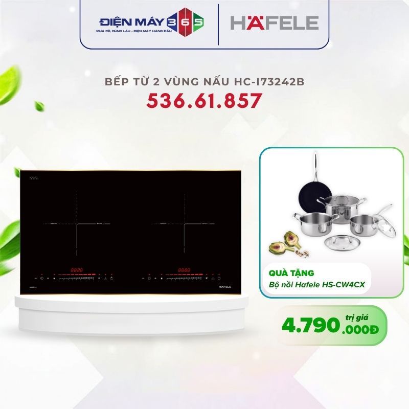 [TẶNG BỘ NỒI CHẢO] Bếp Từ Âm Đôi Hafele HC-I73242B 536.61.857 – 2 Vùng Nấu, Cảm Ứng Nhạy