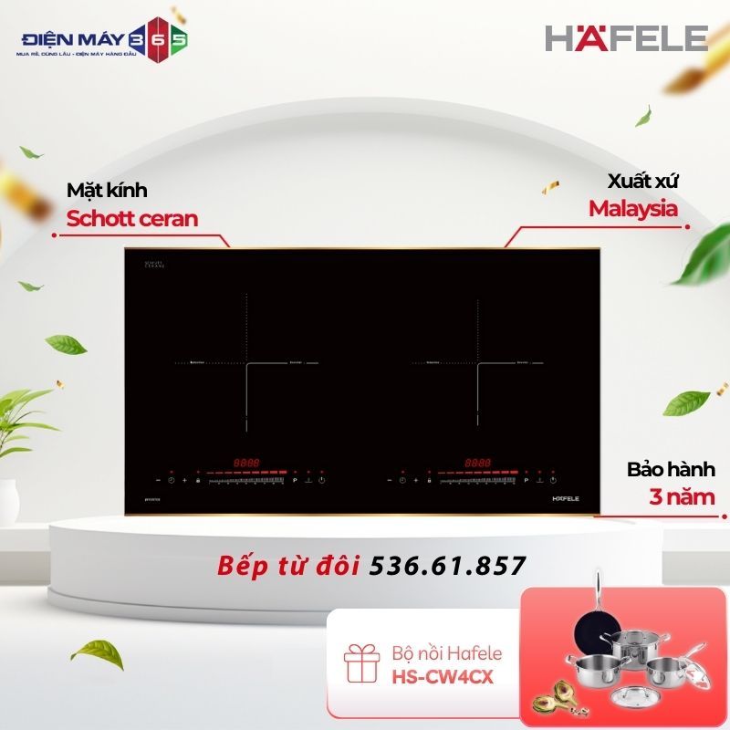 [TẶNG BỘ NỒI CHẢO] Bếp Từ 2 Vùng Nấu HC-I73242B Hafele 536.61.857 - Âm Bàn Hiện Đại