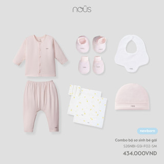 Nous Newborn Combo sơ sinh, set quà tặng 6 món cho bé gái chất petit mềm mịn