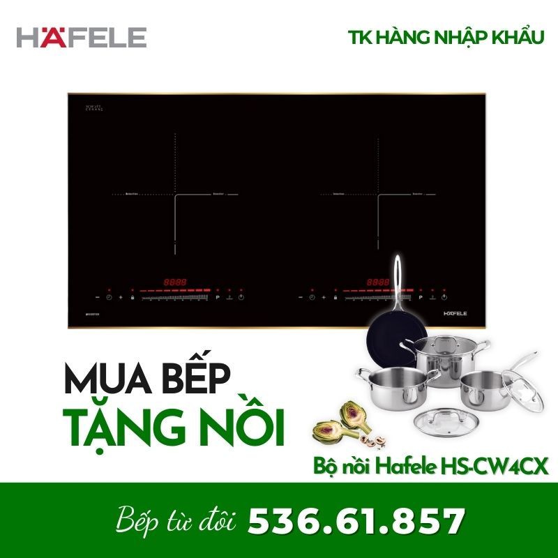 [TẶNG BỘ NỒI CHẢO] Bếp Từ 2 Vùng Nấu HC-I73242B Hafele 536.61.857 - Mặt Kính Dễ Vệ Sinh